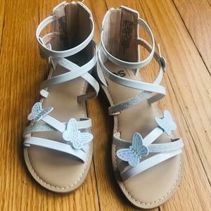 SO girl white sandals with butterfly detail sz13